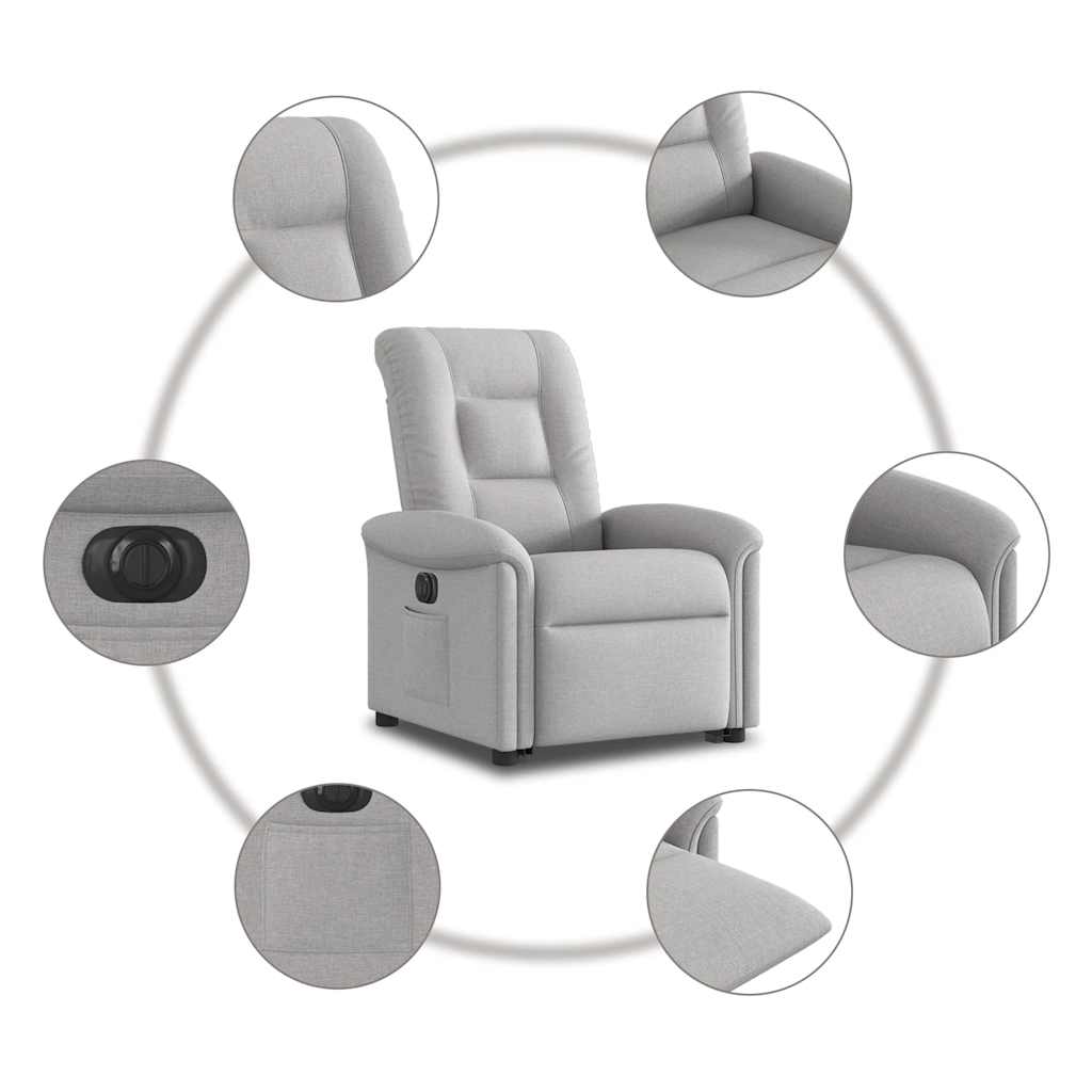 vidaXL Podnoszony fotel masujący, elektryczny, rozkładany, szary