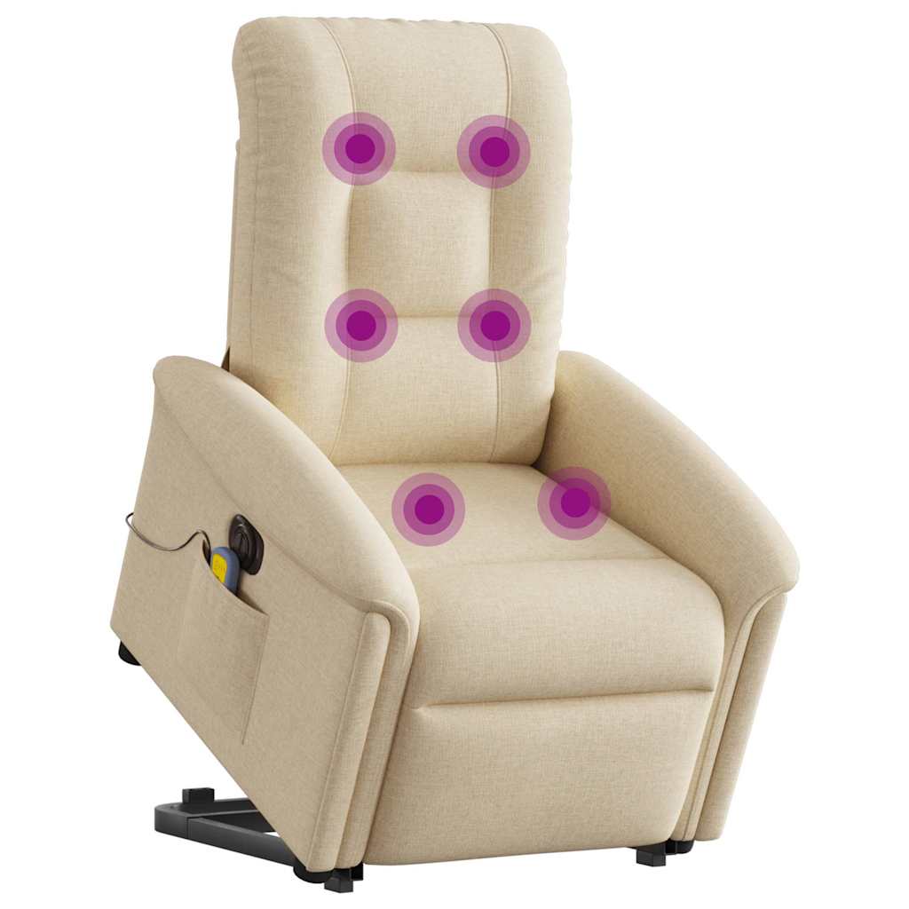 vidaXL Podnoszony fotel masujący, elektryczny, rozkładany, kremowy