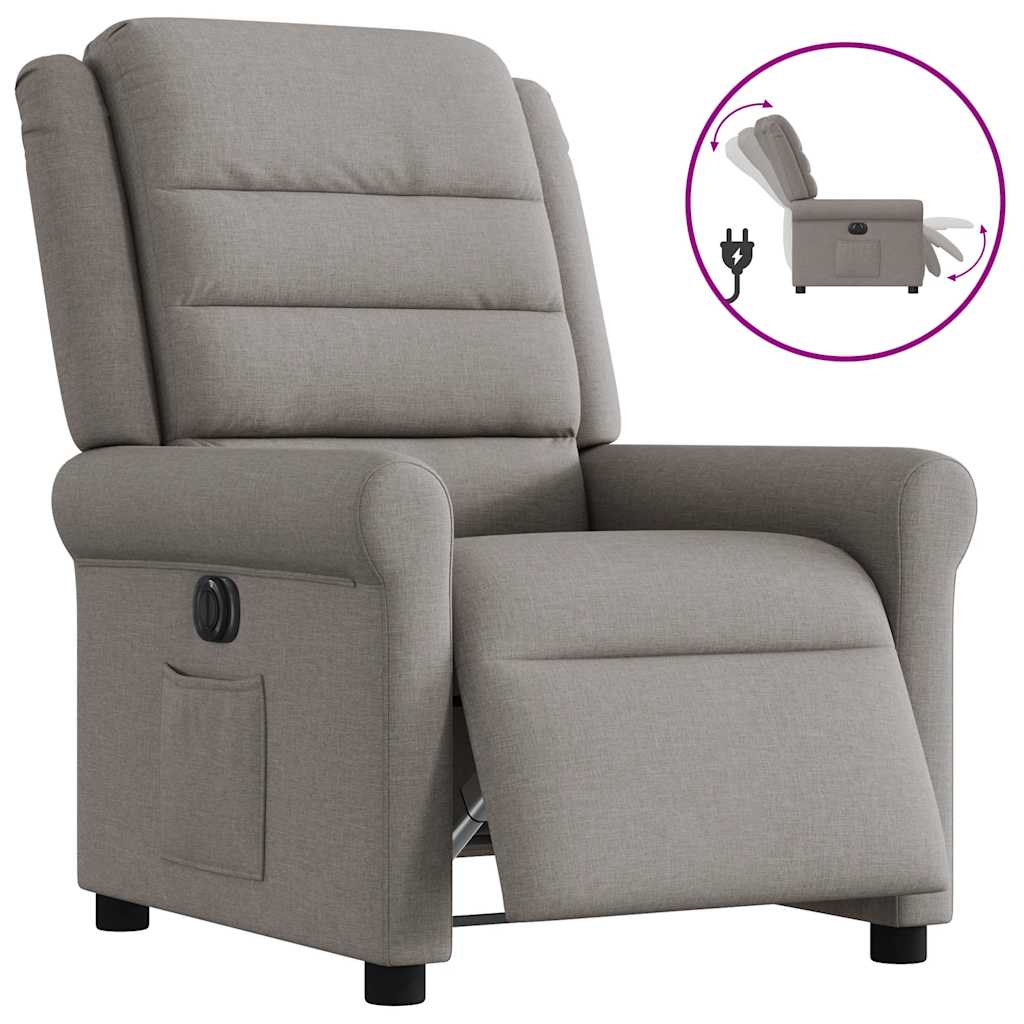 vidaXL Elektryczny fotel rozkładany, kolor taupe, obity tkaniną