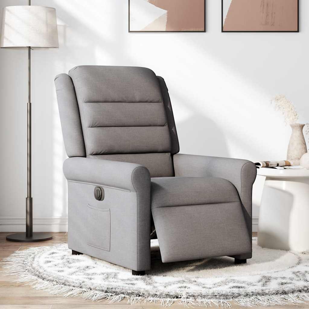 vidaXL Elektryczny fotel rozkładany, kolor taupe, obity tkaniną