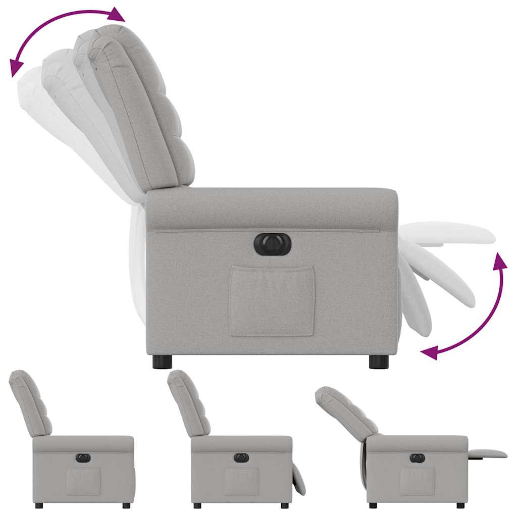 vidaXL Elektryczny fotel rozkładany Cloud Grey Fabric