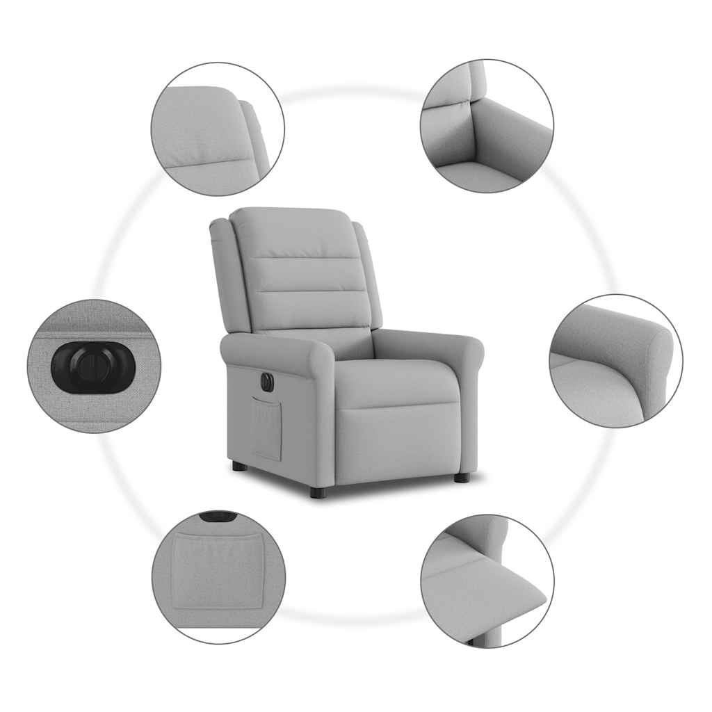 vidaXL Elektryczny fotel rozkładany Cloud Grey Fabric