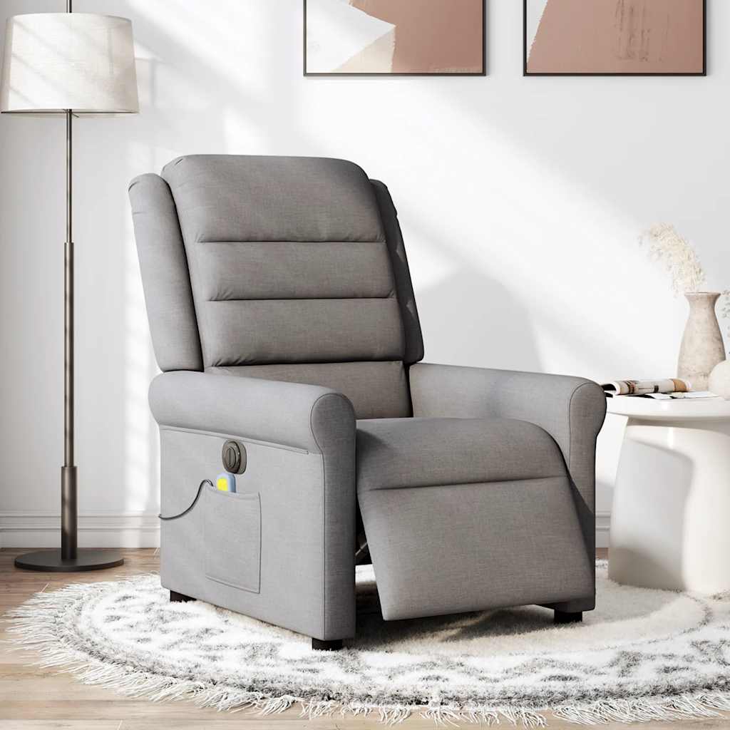 vidaXL Rozkładany fotel masujący, elektryczny, kolor taupe, tkanina