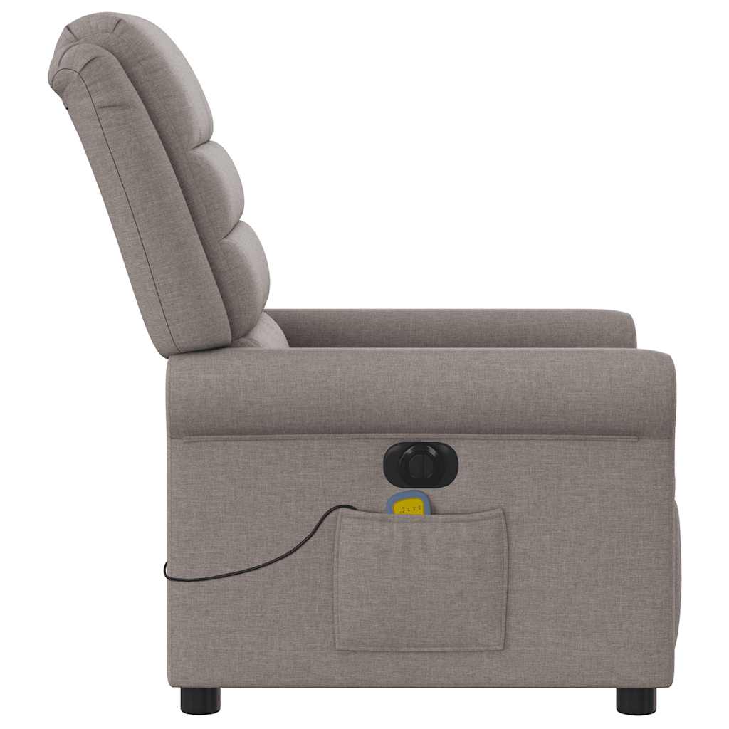 vidaXL Rozkładany fotel masujący, elektryczny, kolor taupe, tkanina