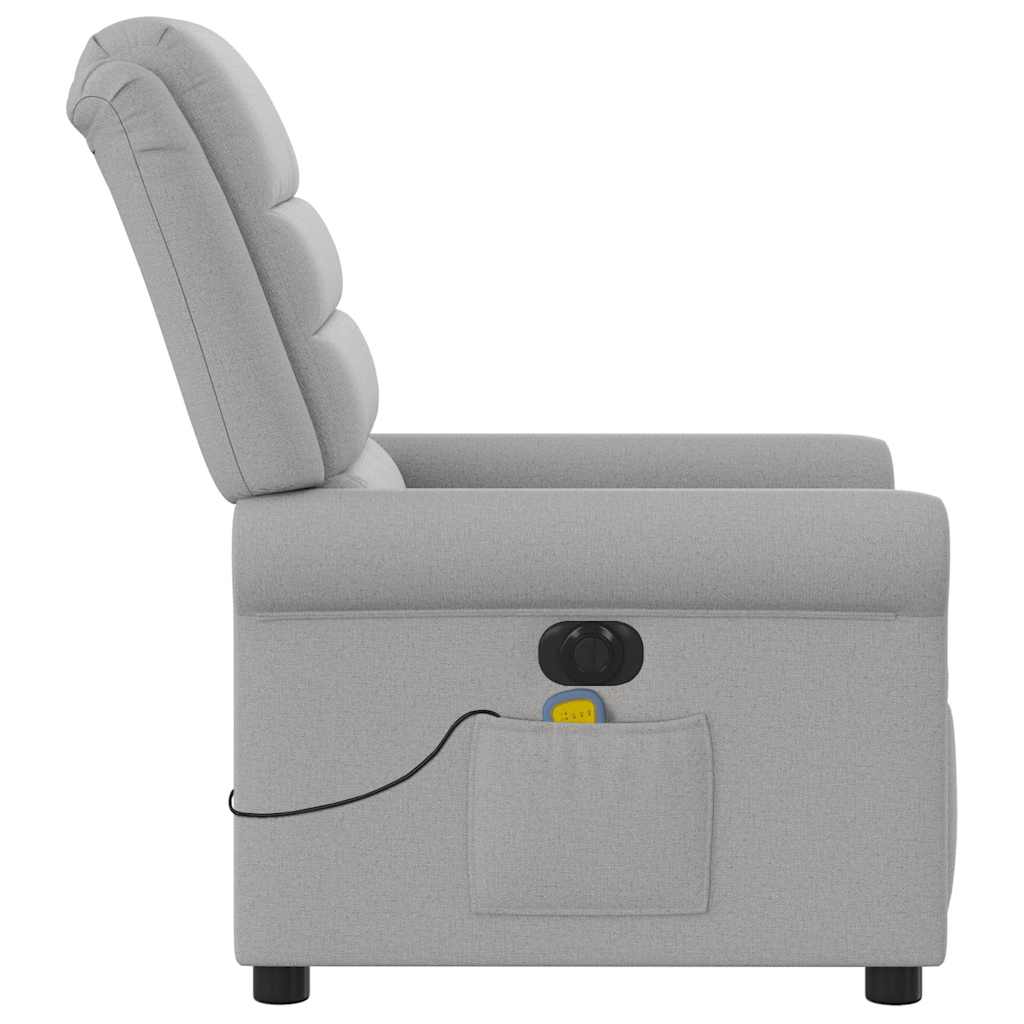 vidaXL Rozkładany fotel masujący, elektryczny, szara, tkanina