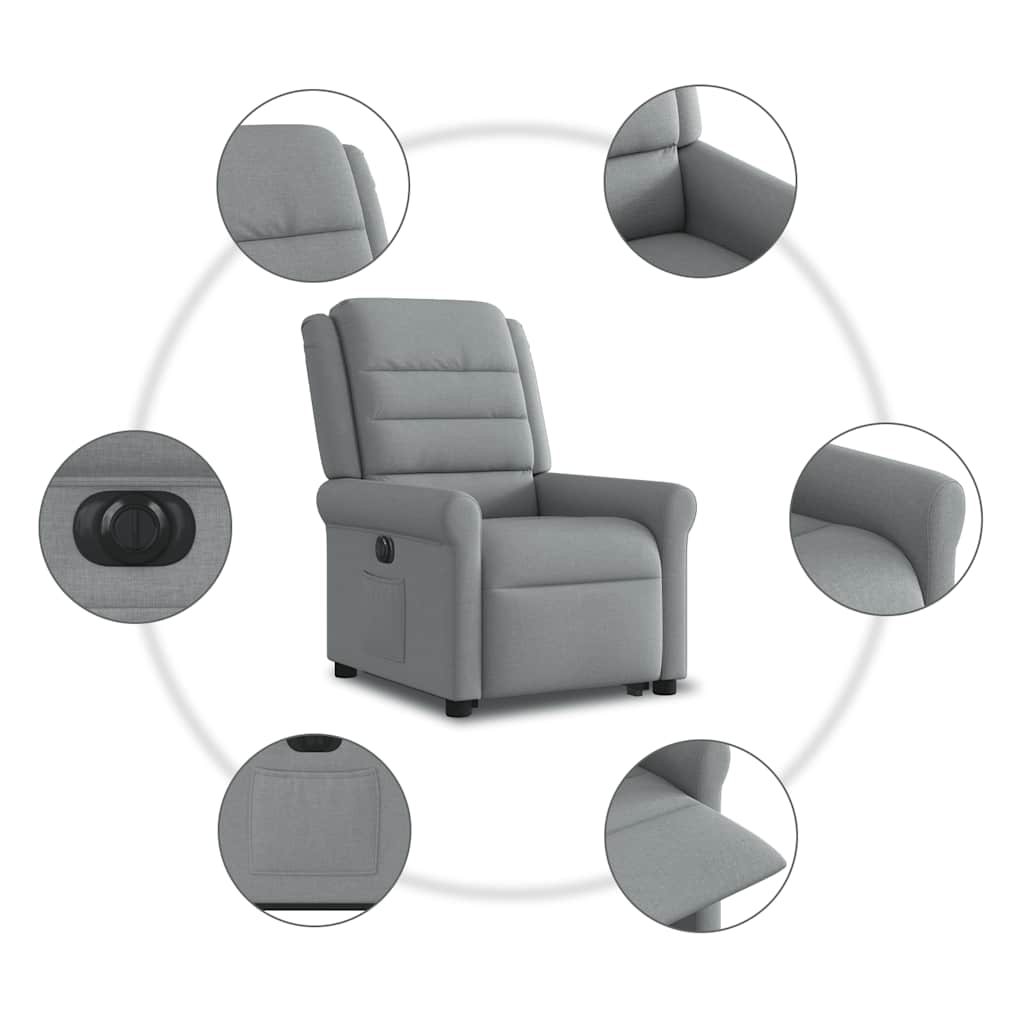 vidaXL Podnoszony fotel masujący, elektryczny, rozkładany, jasnoszary