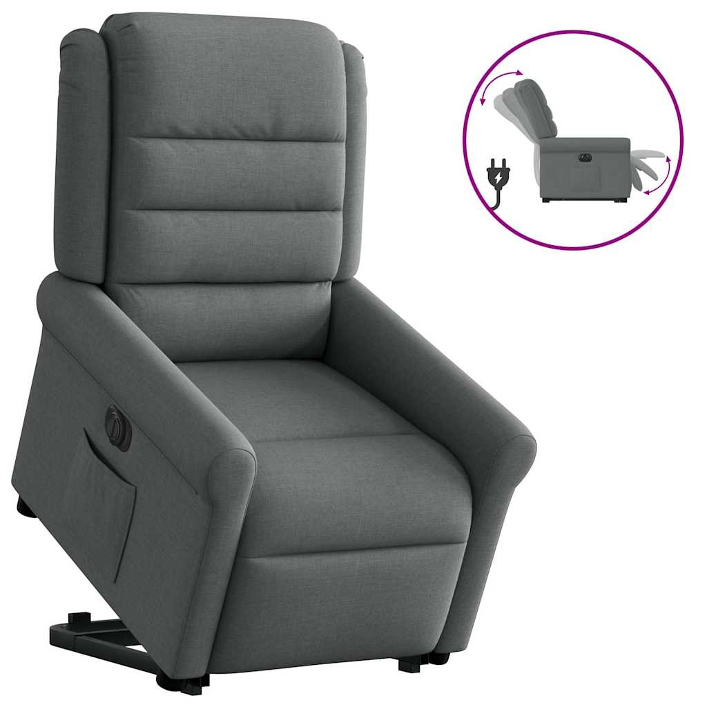 vidaXL Podnoszony fotel masujący, elektryczny, rozkładany, ciemnoszary