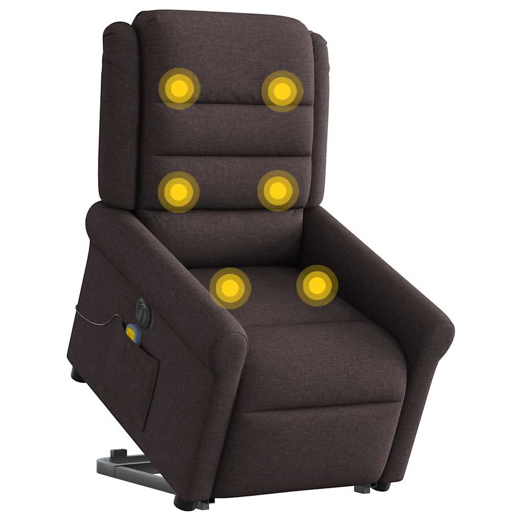vidaXL Podnoszony fotel masujący, elektryczny, rozkładany, ciemny brąz