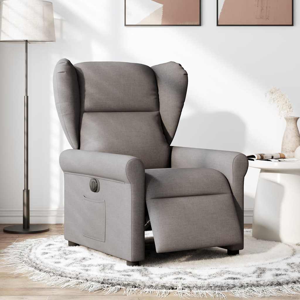 vidaXL Elektryczny fotel rozkładany, kolor taupe, obity tkaniną