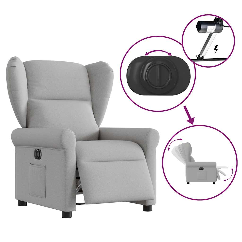 vidaXL Elektryczny fotel rozkładany Cloud Grey Fabric