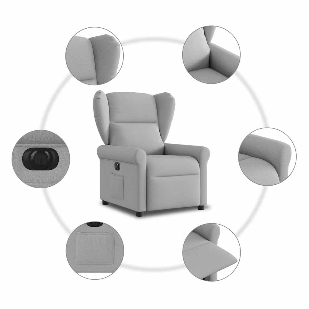 vidaXL Elektryczny fotel rozkładany Cloud Grey Fabric