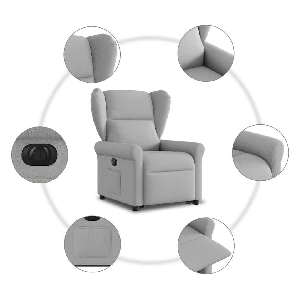 vidaXL Podnoszony fotel masujący, elektryczny, rozkładany, szary