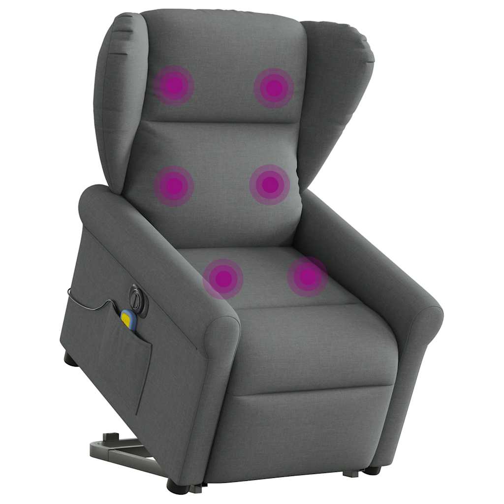 vidaXL Podnoszony fotel masujący, elektryczny, rozkładany, ciemnoszary