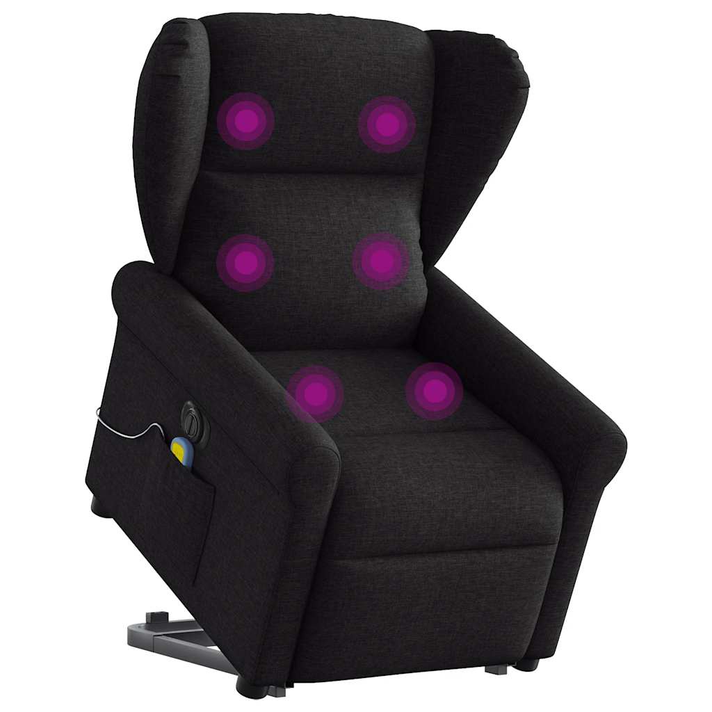 vidaXL Podnoszony fotel masujący, elektryczny, rozkładany, czarny