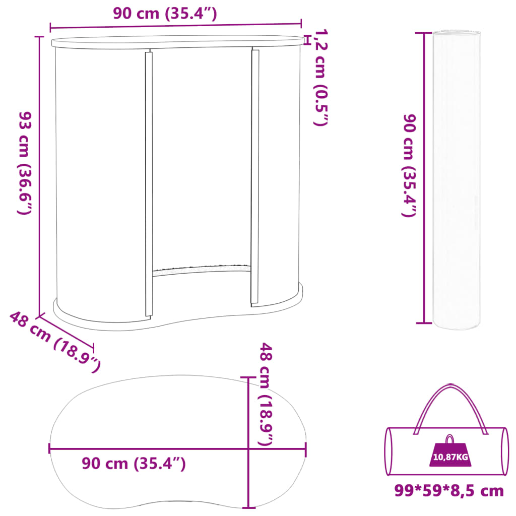 vidaXL Lada targowa, składana, 90x48x93 cm, materiał drewnopochodny