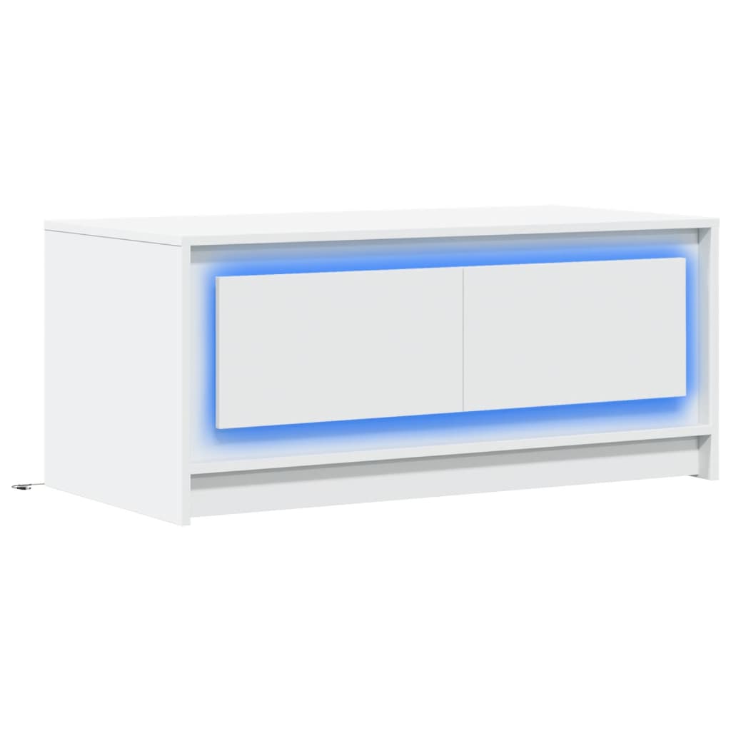 vidaXL Stolik kawowy z LED, biały, materiał drewnopochodny