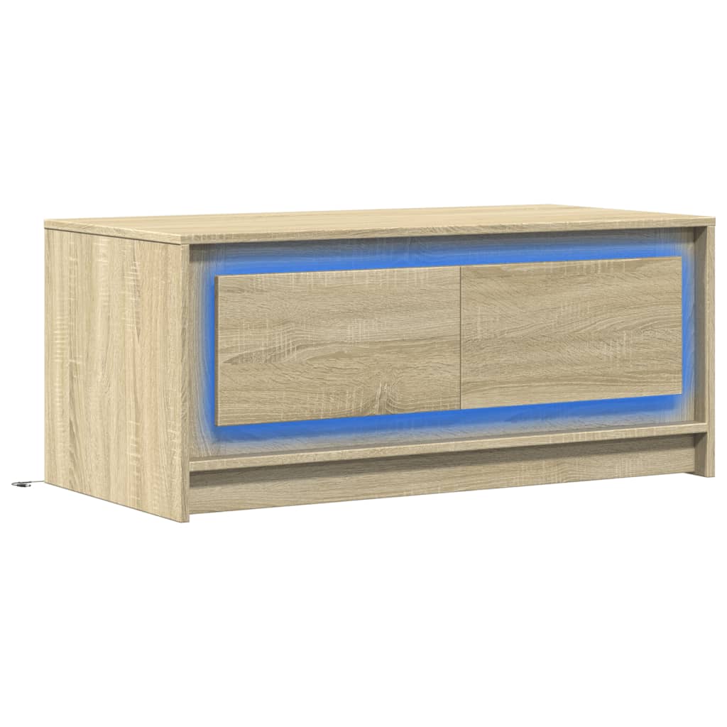 vidaXL Stolik kawowy z LED, dąb sonoma, materiał drewnopochodny