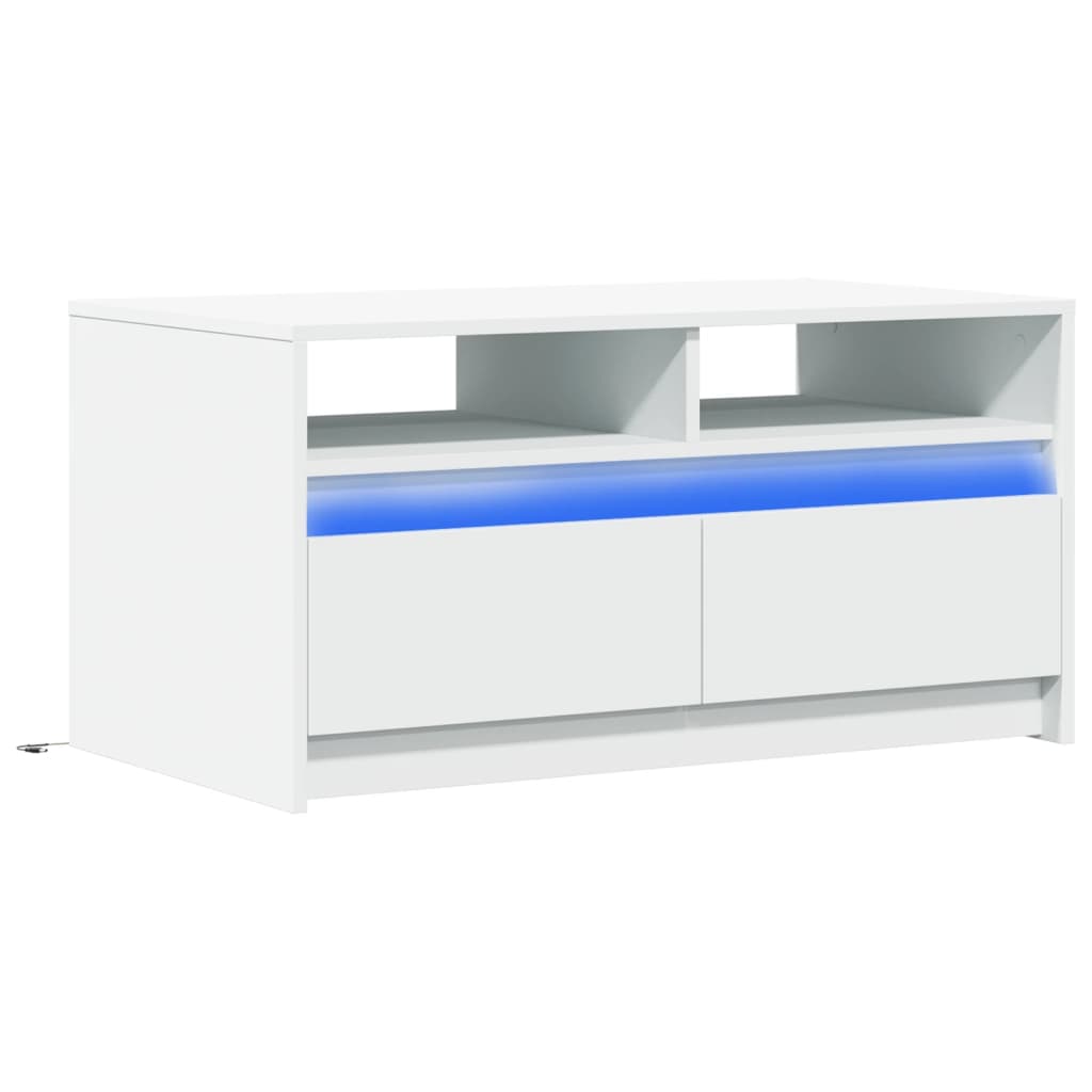 vidaXL Stolik kawowy z LED, biały, materiał drewnopochodny