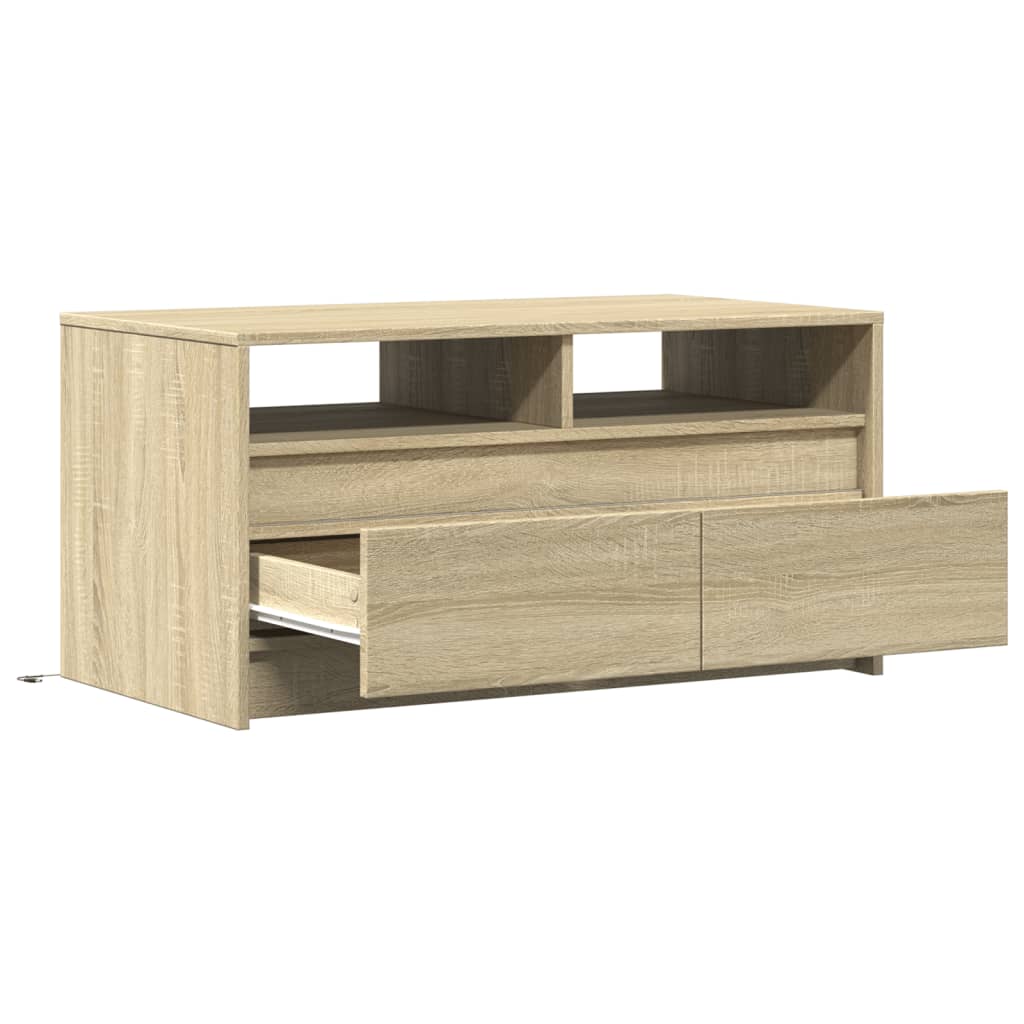 vidaXL Stolik kawowy z LED, dąb sonoma, materiał drewnopochodny