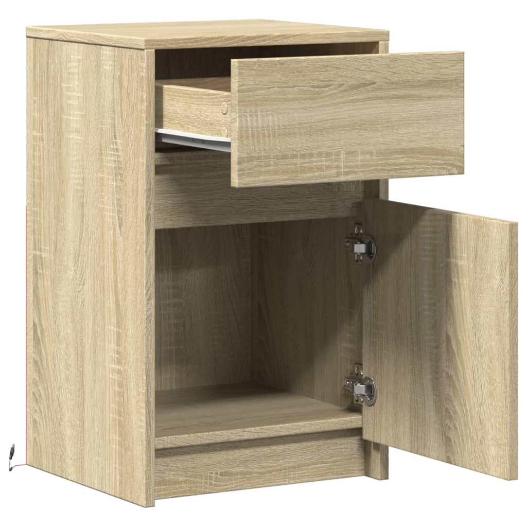 vidaXL Szafki nocne z LED, 2 szt., dąb sonoma, materiał drewnopochodny