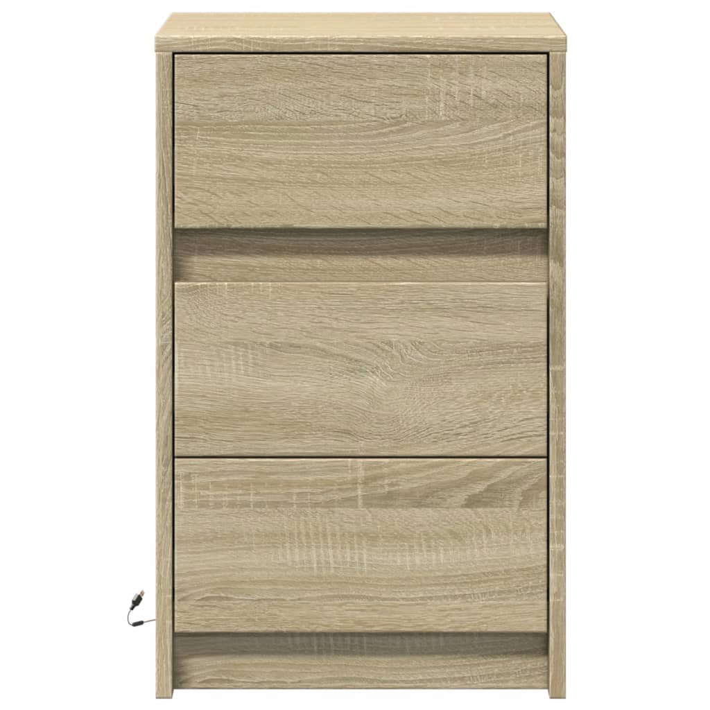 vidaXL Szafka nocna z LED, kolor dąb sonoma, materiał drewnopochodny