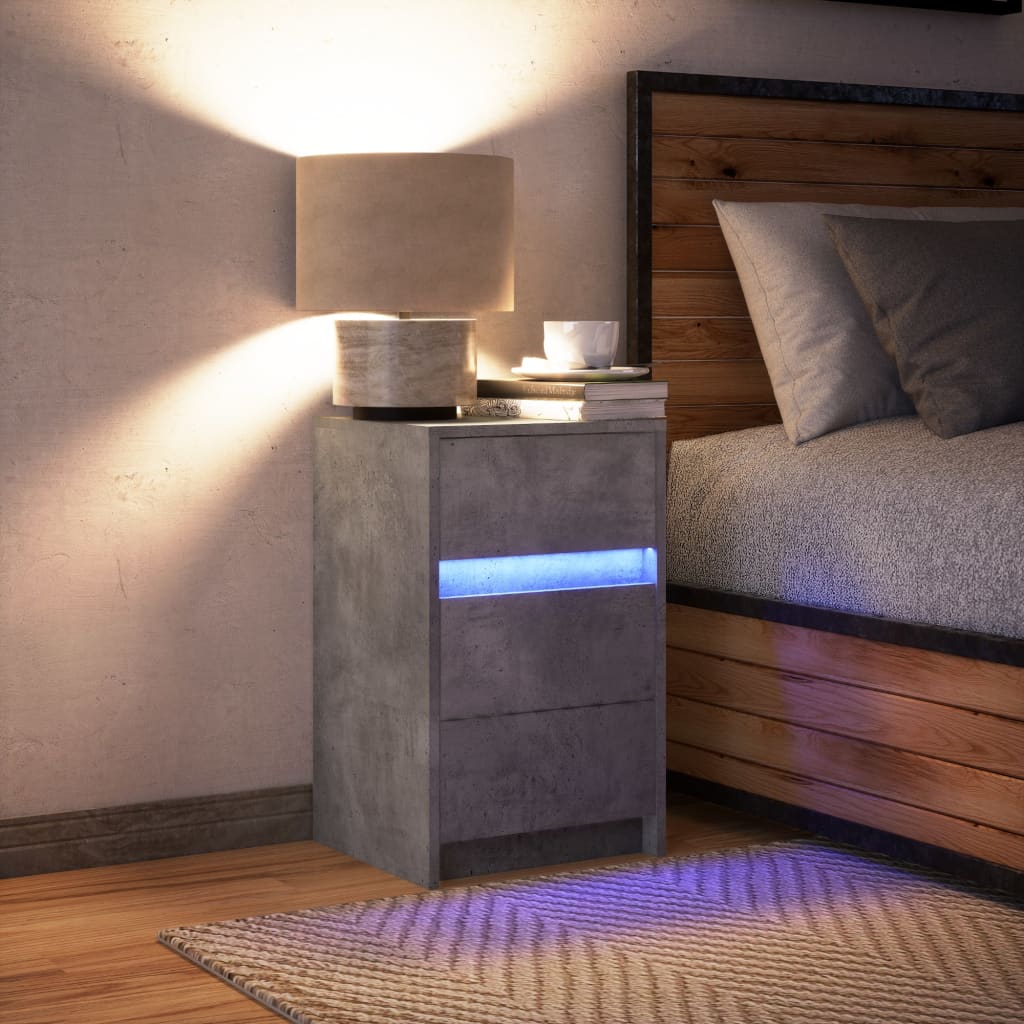 vidaXL Szafka nocna z LED, szarość betonu, materiał drewnopochodny