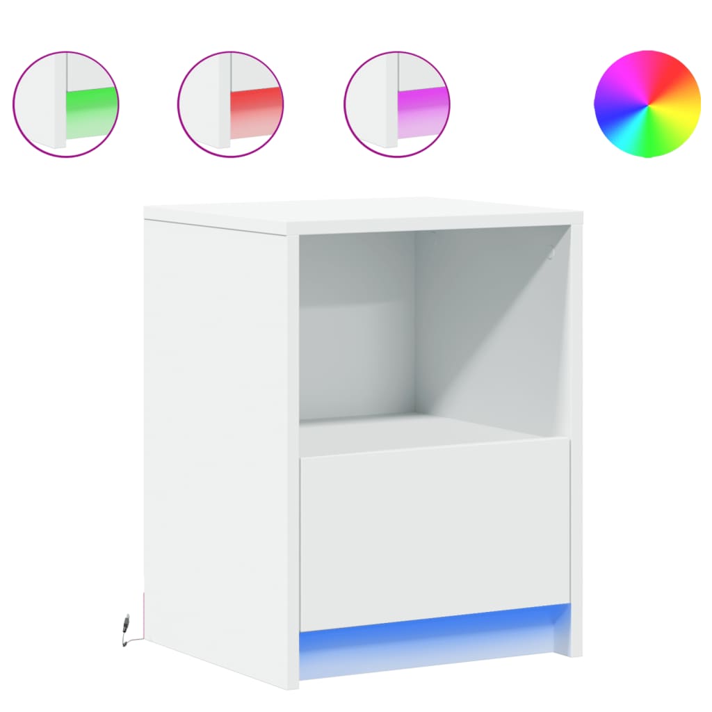 vidaXL Szafki nocne z LED, 2 szt., białe, materiał drewnopochodny