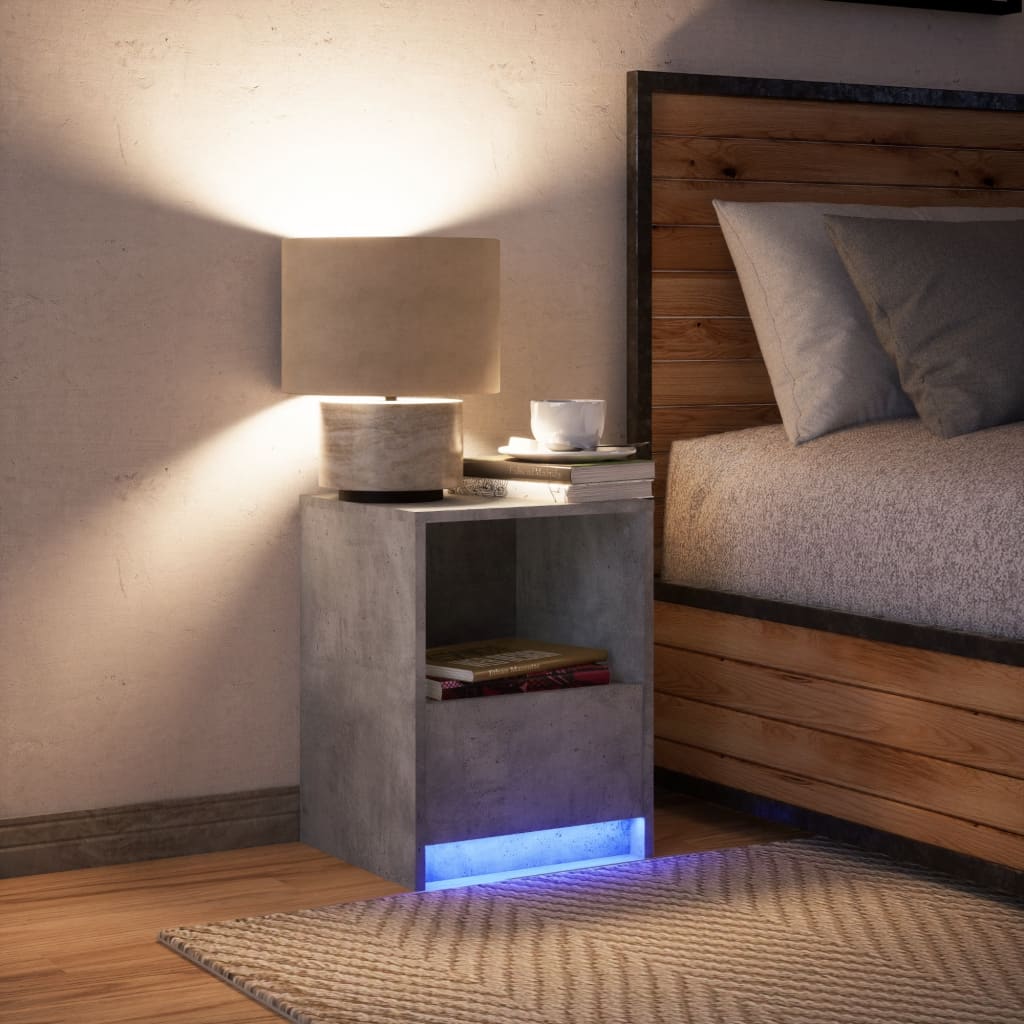 vidaXL Szafka nocna z LED, szarość betonu, materiał drewnopochodny