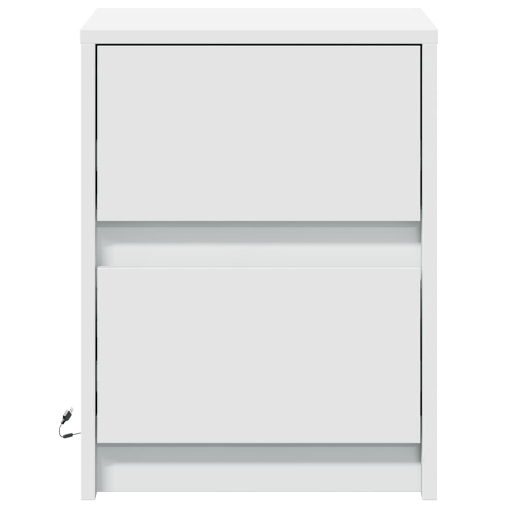 vidaXL Szafki nocne z LED, 2 szt., białe, materiał drewnopochodny