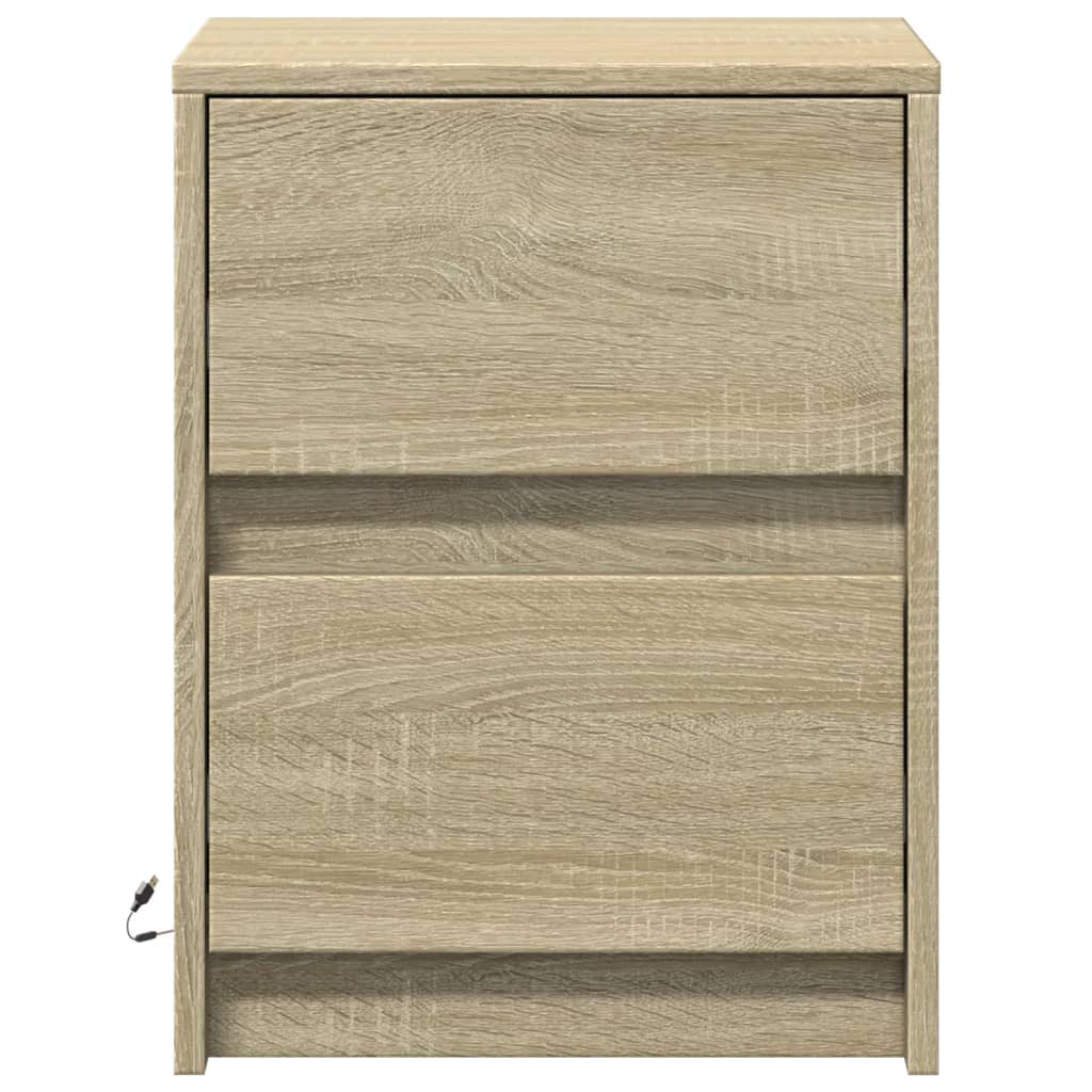 vidaXL Szafki nocne z LED, 2 szt., dąb sonoma, materiał drewnopochodny