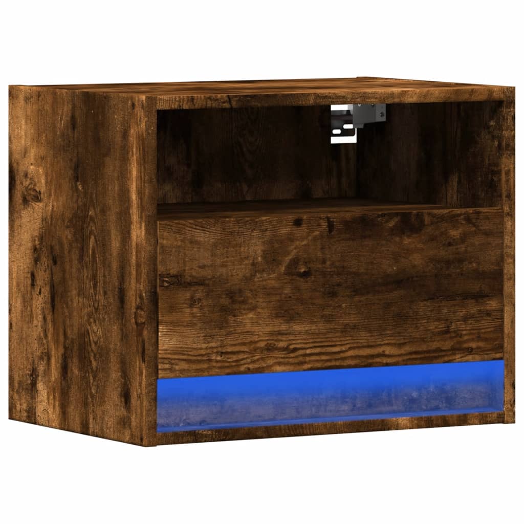 vidaXL Wisząca szafka nocna z podświetleniem LED, przydymiony dąb