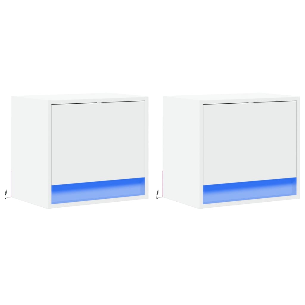 vidaXL Wiszące szafki nocne z LED, 2 szt., białe