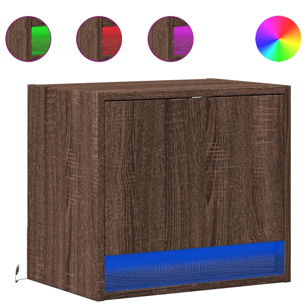 vidaXL Wiszące szafki nocne z LED, 2 szt., brązowy dąb