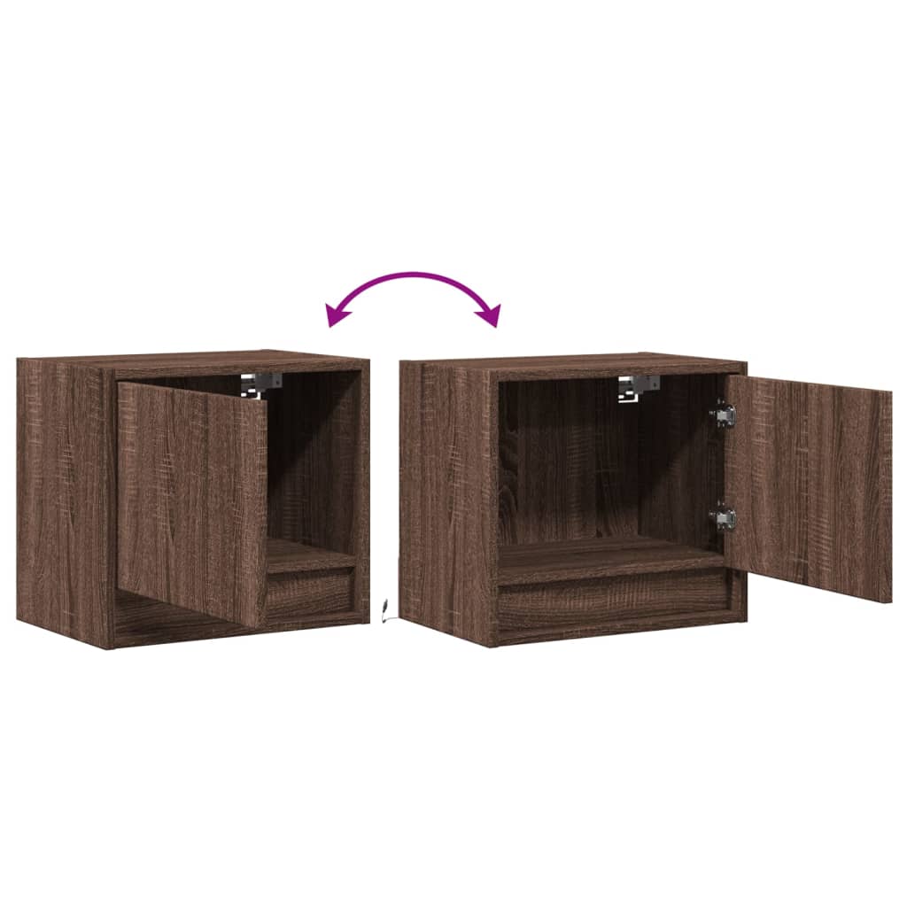 vidaXL Wiszące szafki nocne z LED, 2 szt., brązowy dąb