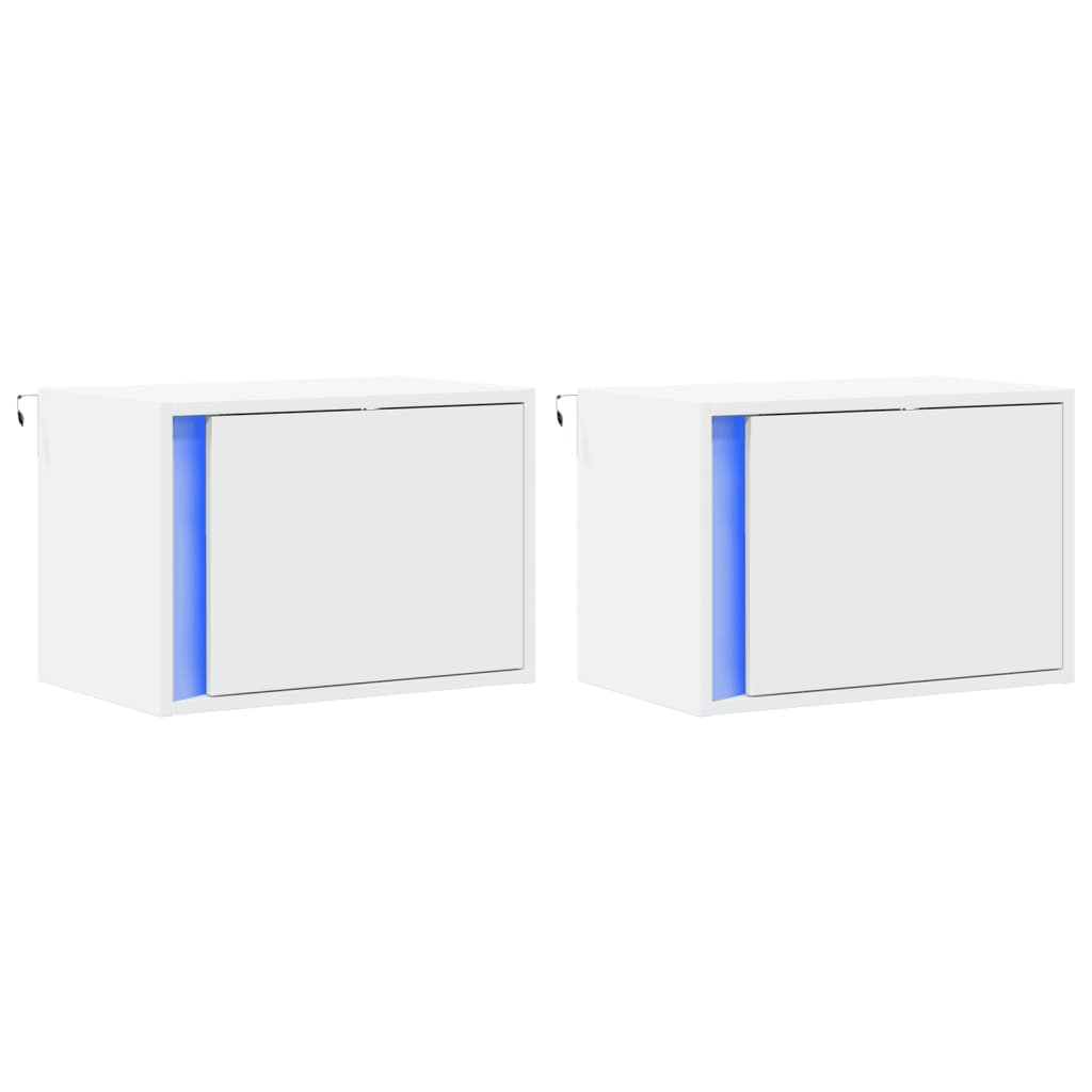 vidaXL Wiszące szafki nocne z LED, 2 szt., białe