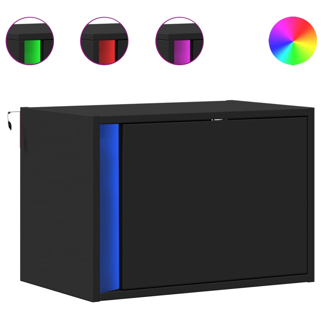 vidaXL Wiszące szafki nocne z LED, 2 szt., czarne