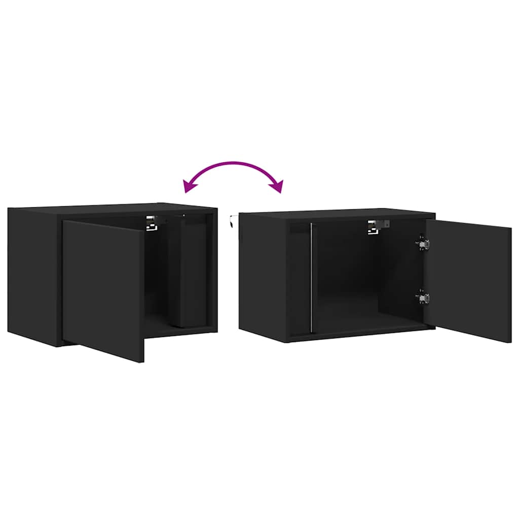 vidaXL Wiszące szafki nocne z LED, 2 szt., czarne