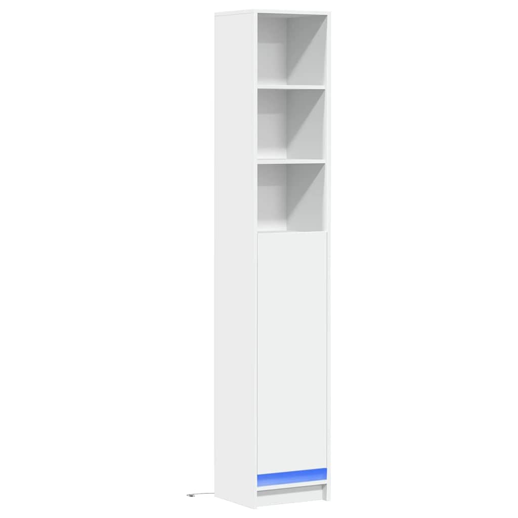 vidaXL Szafka z LED, biała, 36x32,5x200 cm, materiał drewnopochodny