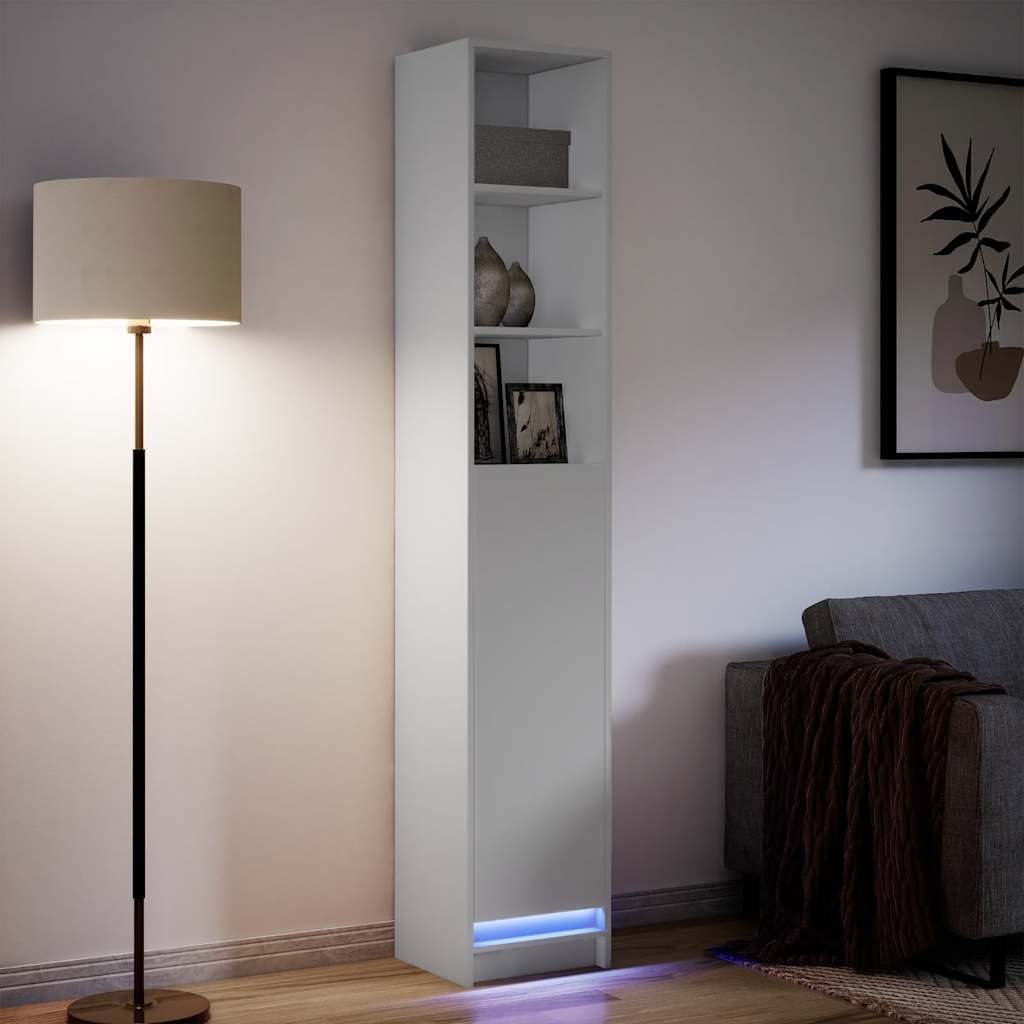 vidaXL Szafka z LED, biała, 36x32,5x200 cm, materiał drewnopochodny