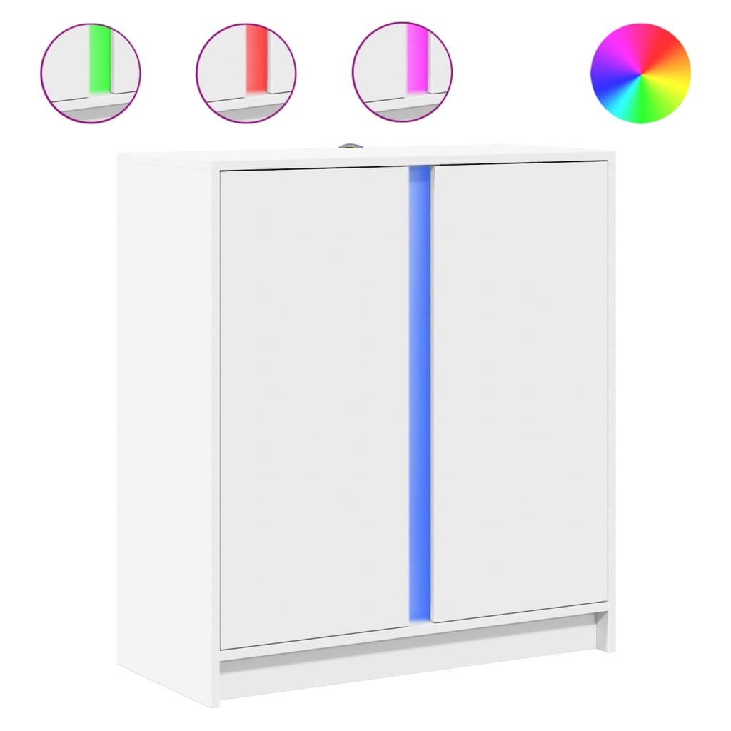 vidaXL Szafka z LED, biała, 77x34x85 cm, materiał drewnopochodny
