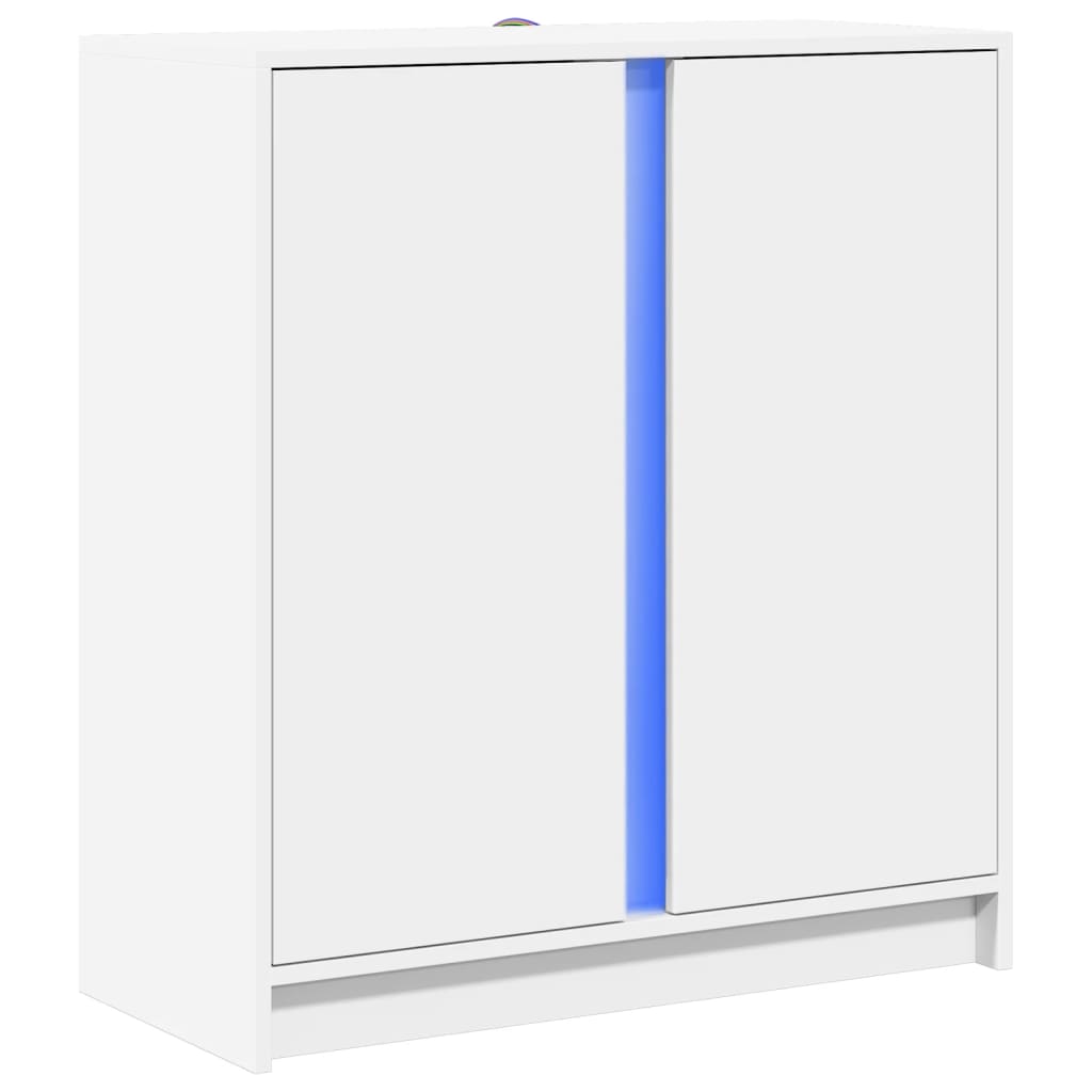vidaXL Szafka z LED, biała, 77x34x85 cm, materiał drewnopochodny