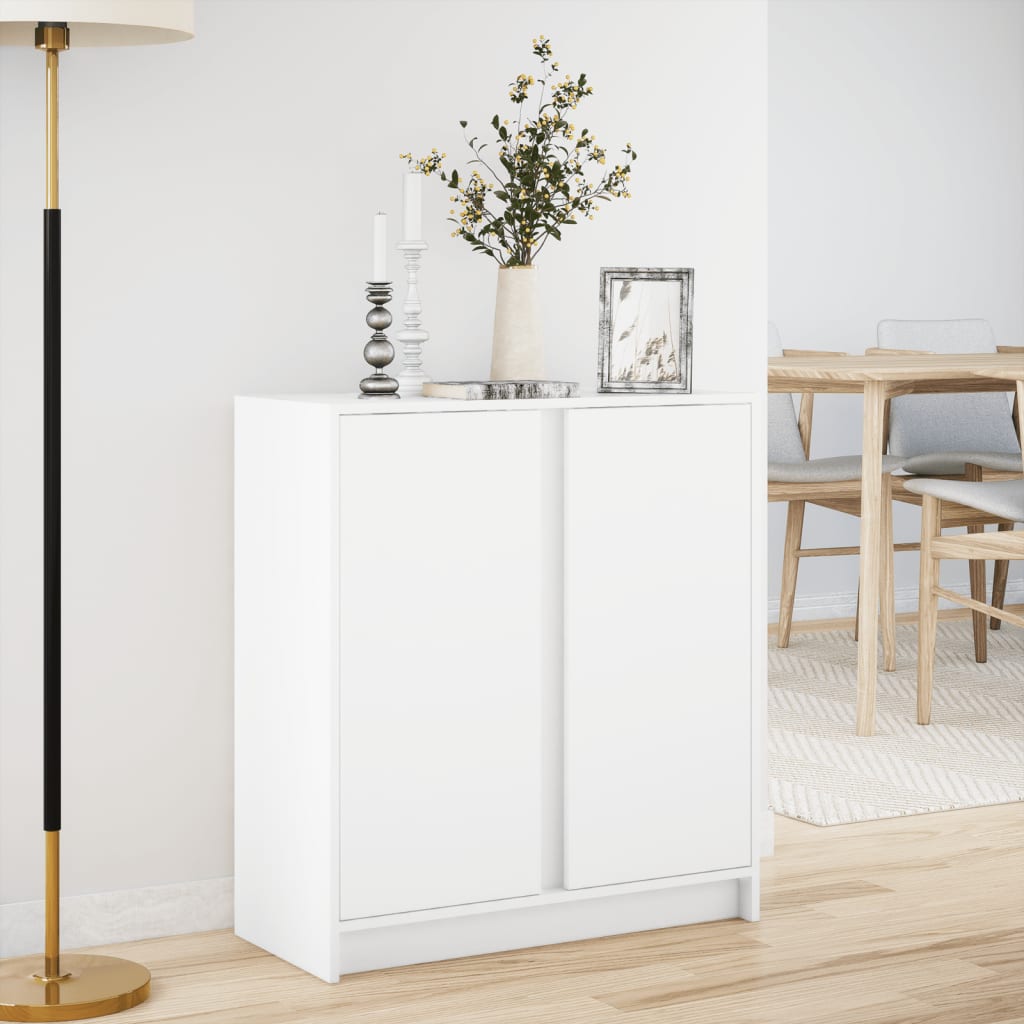 vidaXL Szafka z LED, biała, 77x34x85 cm, materiał drewnopochodny