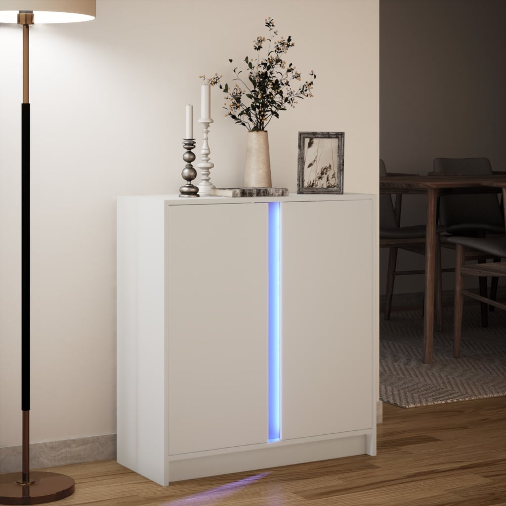 vidaXL Szafka z LED, biała, 77x34x85 cm, materiał drewnopochodny