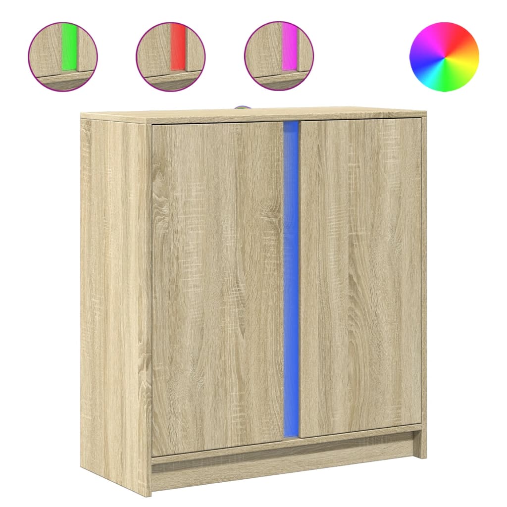 vidaXL Szafka z LED, dąb sonoma, 77x34x85 cm, materiał drewnopochodny