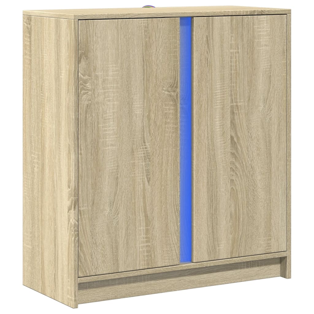vidaXL Szafka z LED, dąb sonoma, 77x34x85 cm, materiał drewnopochodny