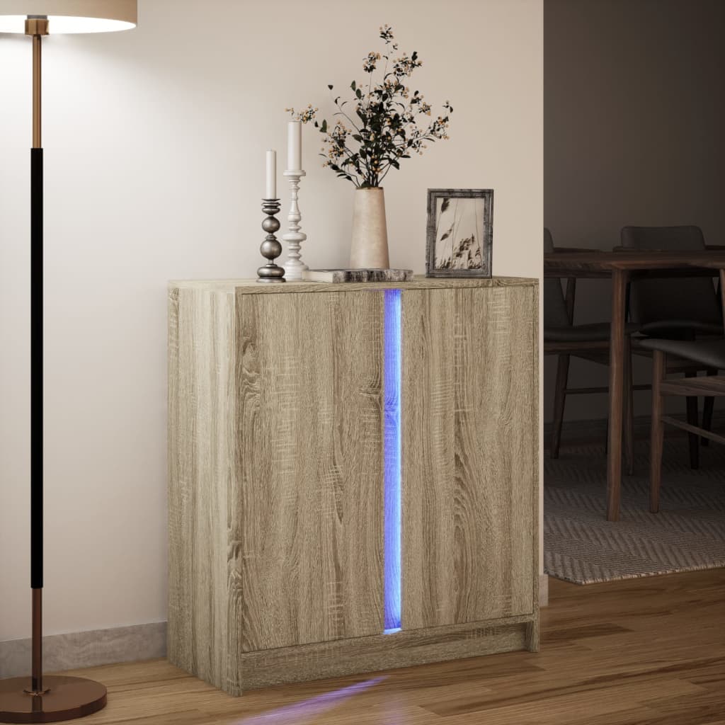 vidaXL Szafka z LED, dąb sonoma, 77x34x85 cm, materiał drewnopochodny