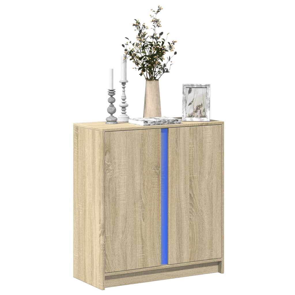 vidaXL Szafka z LED, dąb sonoma, 77x34x85 cm, materiał drewnopochodny