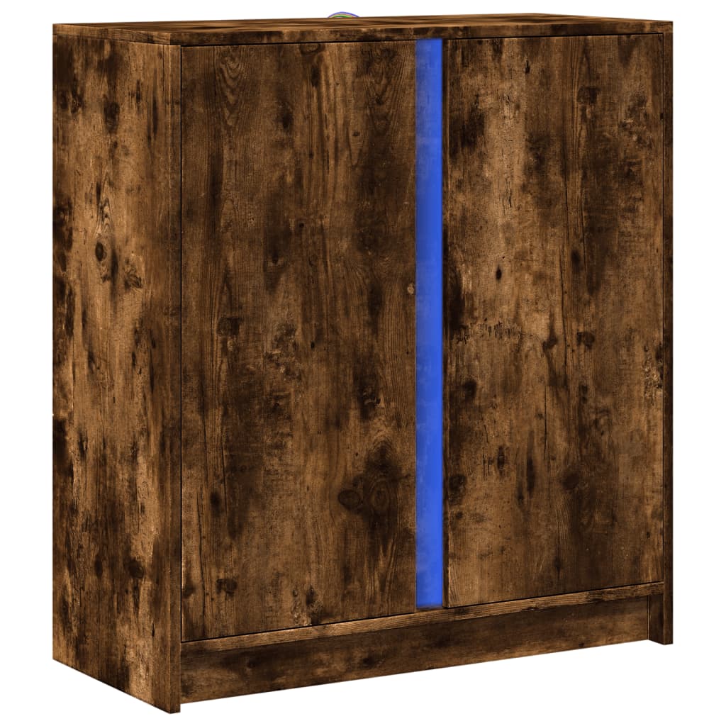 vidaXL Szafka z LED, przydymiony dąb, 77x34x85 cm