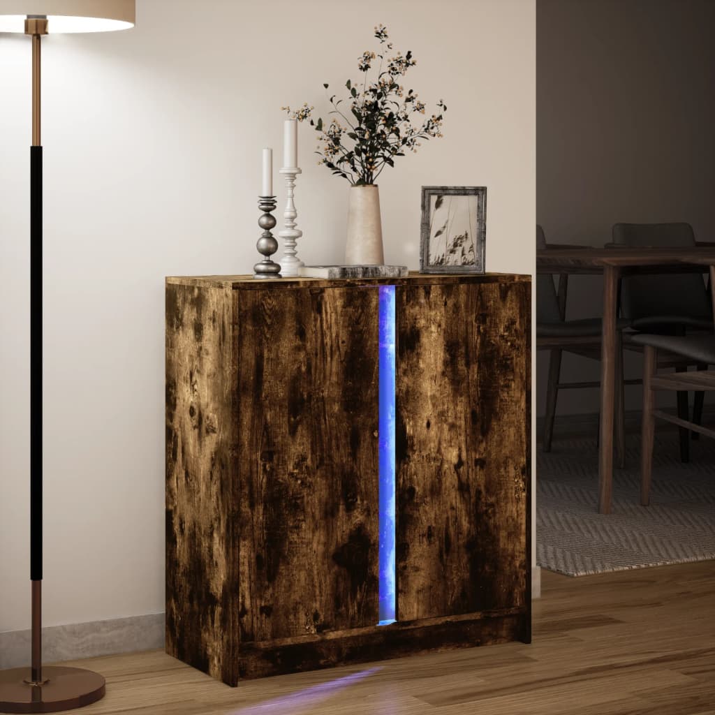 vidaXL Szafka z LED, przydymiony dąb, 77x34x85 cm