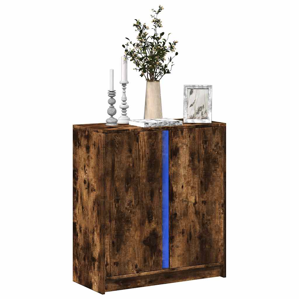vidaXL Szafka z LED, przydymiony dąb, 77x34x85 cm